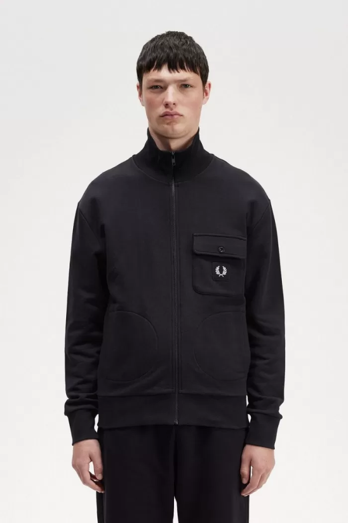 Fred Perry Funnel Neck Men’s Track Jackets Black SHLYD2138