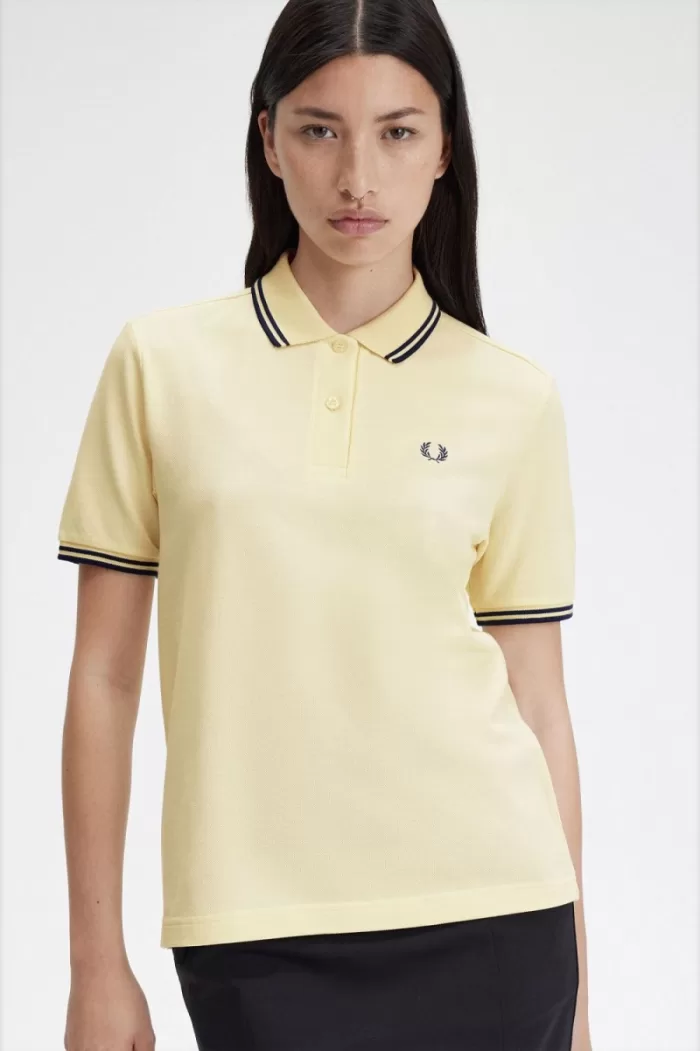 Fred Perry G3600 Women’s Shirt Aqua Cream French Navy DTPZV8342