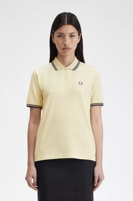 Fred Perry G3600 Women’s Shirt Aqua Cream French Navy DTPZV8342