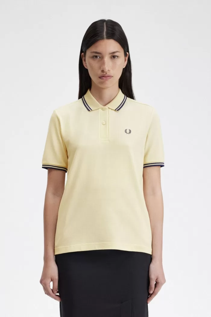 Fred Perry G3600 Women’s Shirt Aqua Cream French Navy DTPZV8342