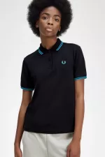 Fred Perry G3600 Women’s Shirt Black Cyber Blue Cyber Blue HRPEO4650