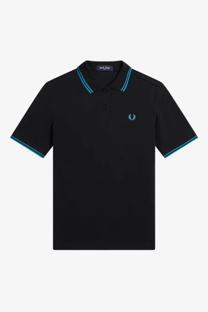 Fred Perry G3600 Women’s Shirt Black Cyber Blue Cyber Blue HRPEO4650