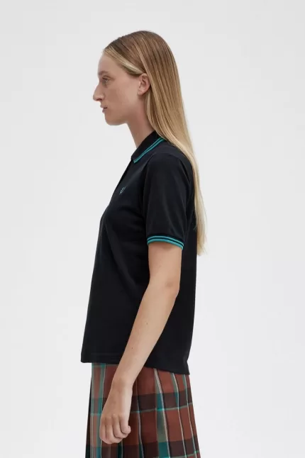 Fred Perry G3600 Women’s Shirt Black Deep Mint Deep Mint LETRY3750