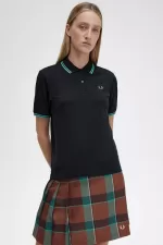 Fred Perry G3600 Women’s Shirt Black Deep Mint Deep Mint LETRY3750