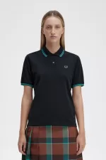 Fred Perry G3600 Women’s Shirt Black Deep Mint Deep Mint LETRY3750