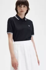 Fred Perry G3600 Women’s Shirt Black White SEHZU7460