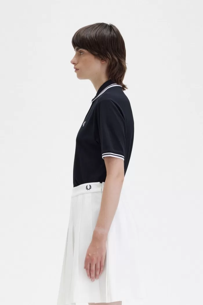 Fred Perry G3600 Women’s Shirt Black White SEHZU7460