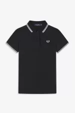 Fred Perry G3600 Women’s Shirt Black White SEHZU7460