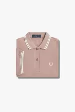 Fred Perry G3600 Women’s Shirt Dark Pink Beige CDYMT9431