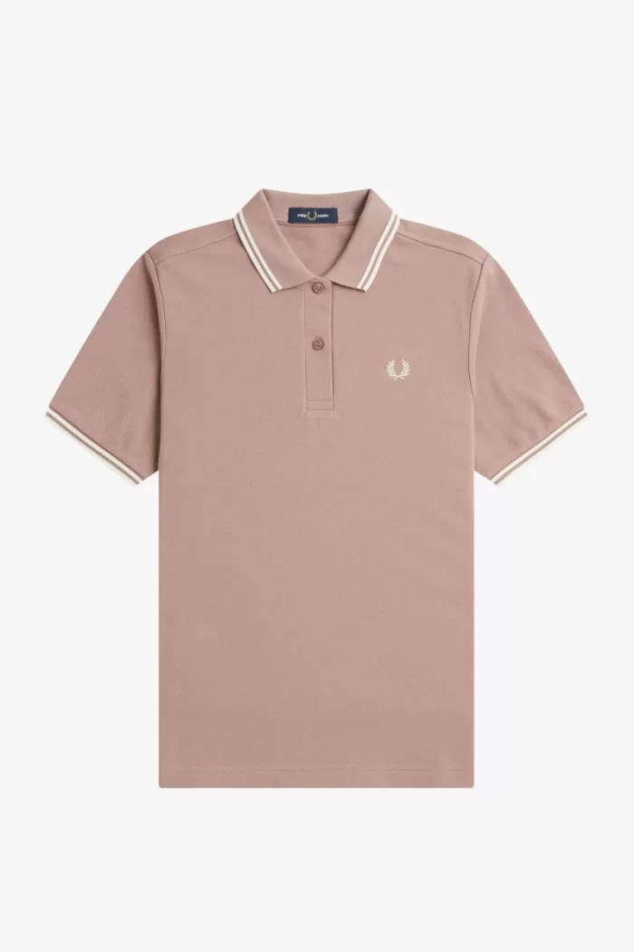 Fred Perry G3600 Women’s Shirt Dark Pink Beige CDYMT9431