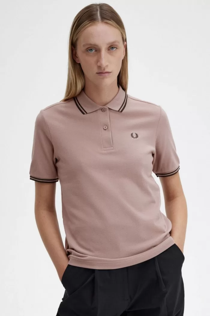 Fred Perry G3600 Women’s Shirt Dark Pink Burnt Tobacco LEYKP8341