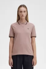 Fred Perry G3600 Women’s Shirt Dark Pink Burnt Tobacco LEYKP8341