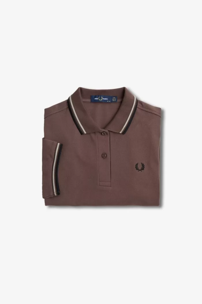 Fred Perry G3600 Women’s Shirt Dark Red Warm Grey Black DEBGF9268