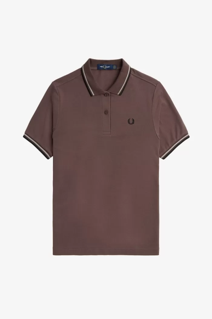 Fred Perry G3600 Women’s Shirt Dark Red Warm Grey Black DEBGF9268