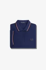 Fred Perry G3600 Women’s Shirt French Navy Dusty Rose Pink Dark Red YAVCO9752