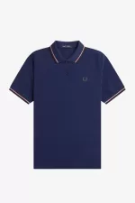 Fred Perry G3600 Women’s Shirt French Navy Dusty Rose Pink Dark Red YAVCO9752