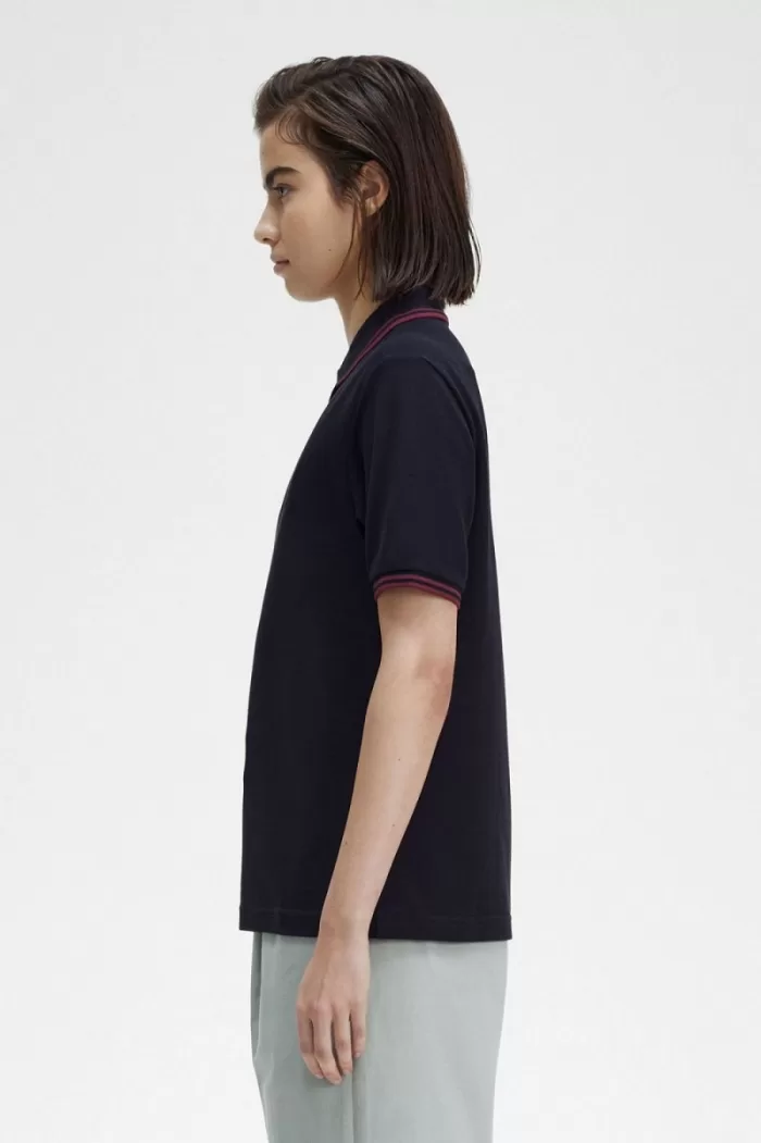 Fred Perry G3600 Women’s Shirt Navy Oxblood Oxblood IQGMO4268