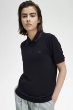 Fred Perry G3600 Women’s Shirt Navy Oxblood Oxblood IQGMO4268