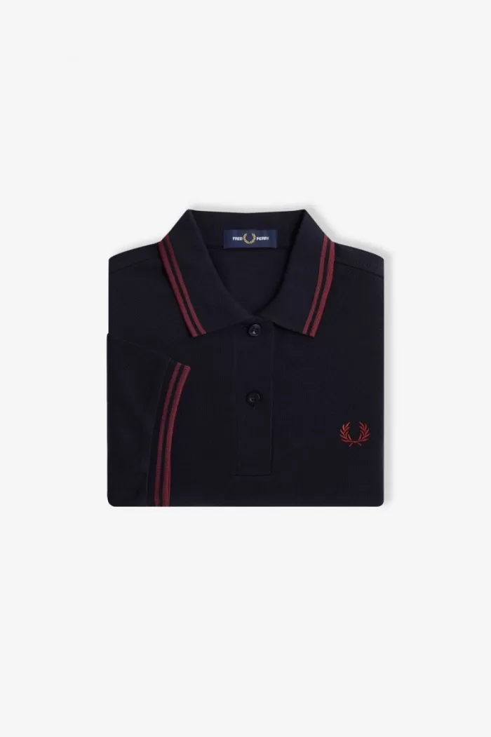 Fred Perry G3600 Women’s Shirt Navy Oxblood Oxblood IQGMO4268