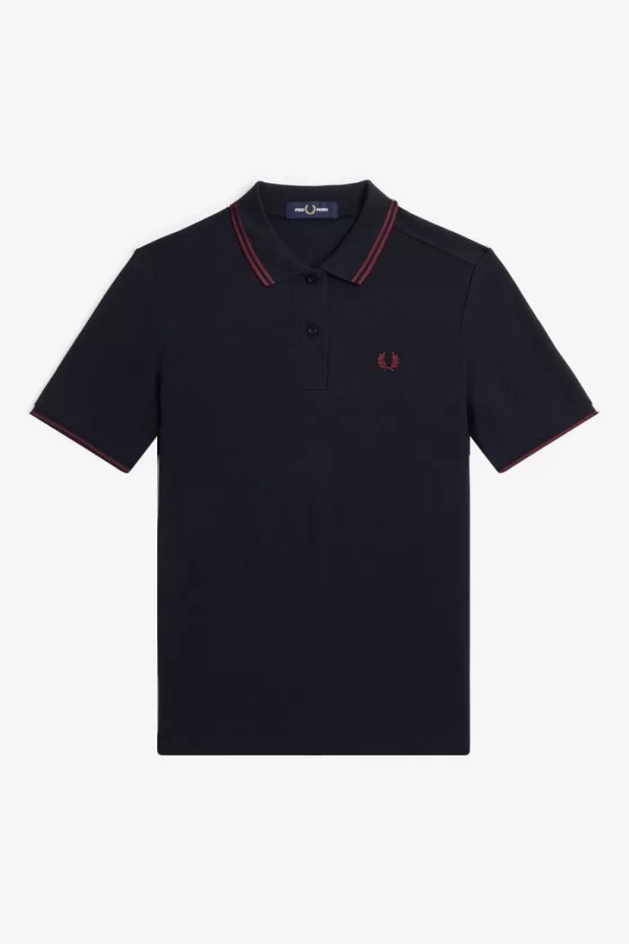 Fred Perry G3600 Women’s Shirt Navy Oxblood Oxblood IQGMO4268