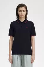 Fred Perry G3600 Women’s Shirt Navy Oxblood Oxblood IQGMO4268