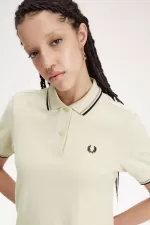 Fred Perry G3600 Women’s Shirt Oatmeal Dark Pink Black NFUBS7143