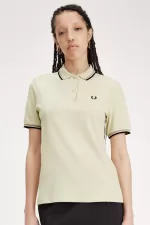 Fred Perry G3600 Women’s Shirt Oatmeal Dark Pink Black NFUBS7143