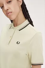 Fred Perry G3600 Women’s Shirt Oatmeal Dark Pink Black NFUBS7143