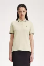 Fred Perry G3600 Women’s Shirt Oatmeal Dark Pink Black NFUBS7143