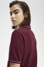 Fred Perry G3600 Women’s Shirt Oxblood Dusty Rose Pink Black NCJPS3290