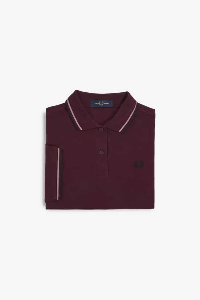 Fred Perry G3600 Women’s Shirt Oxblood Dusty Rose Pink Black NCJPS3290