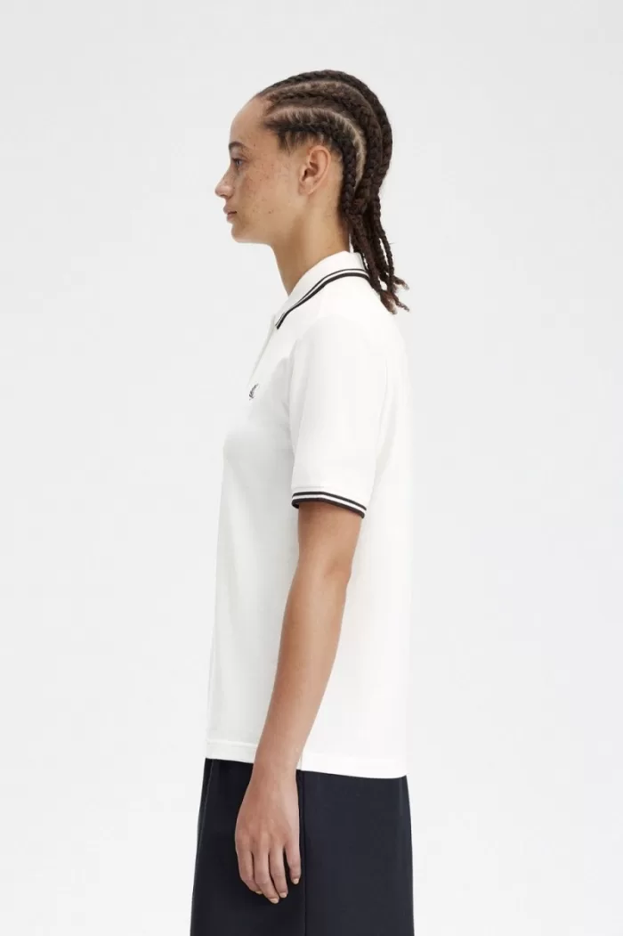 Fred Perry G3600 Women’s Shirt Snow White Dark Red NGMYX2509