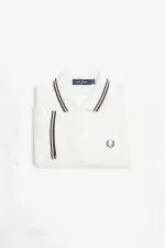 Fred Perry G3600 Women’s Shirt Snow White Dark Red NGMYX2509