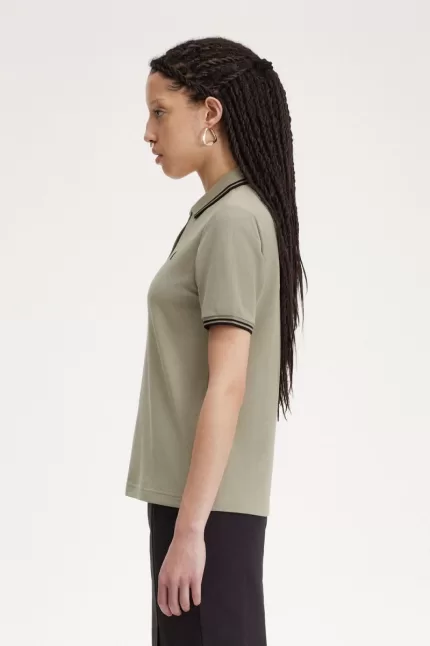 Fred Perry G3600 Women’s Shirt Warm Grey Black SMOXG9384