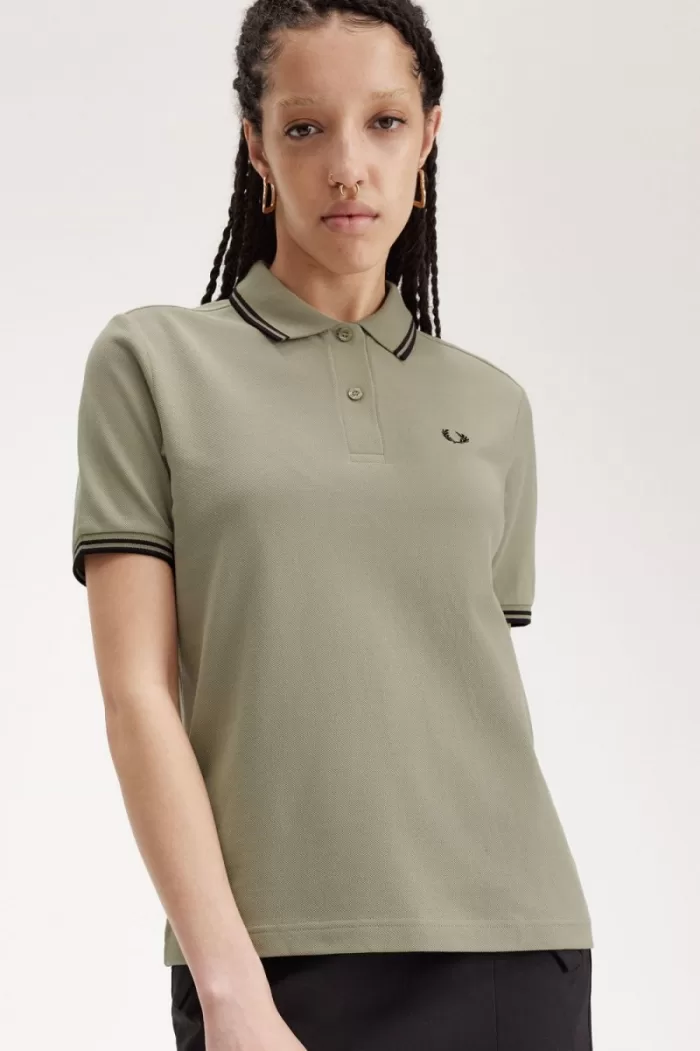 Fred Perry G3600 Women’s Shirt Warm Grey Black SMOXG9384