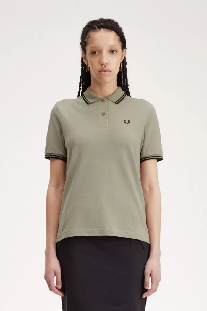 Fred Perry G3600 Women’s Shirt Warm Grey Black SMOXG9384