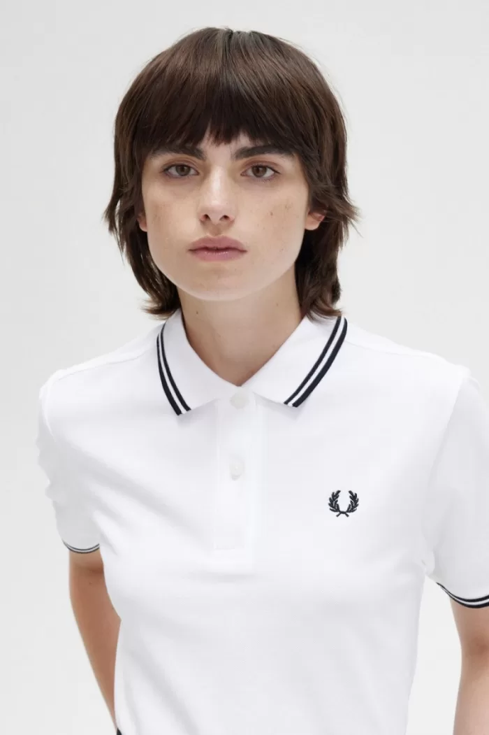 Fred Perry G3600 Women’s Shirt White Black VHKGX2908