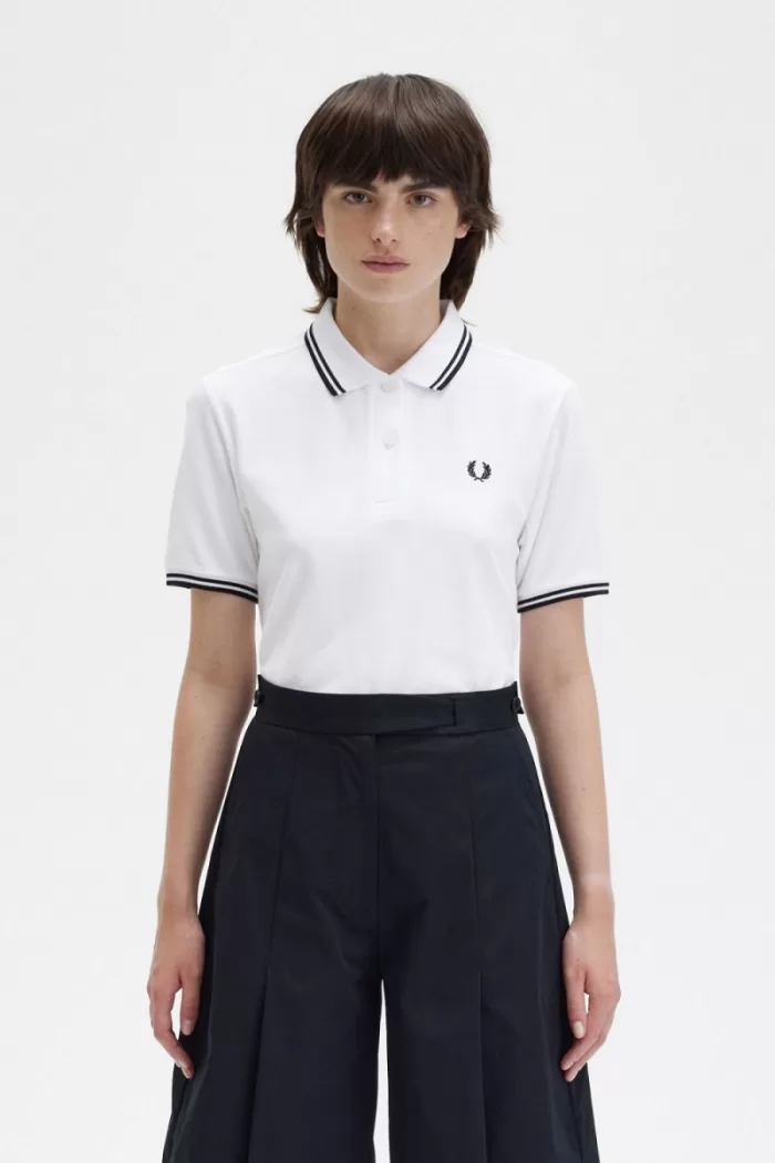 Fred Perry G3600 Women’s Shirt White Black VHKGX2908