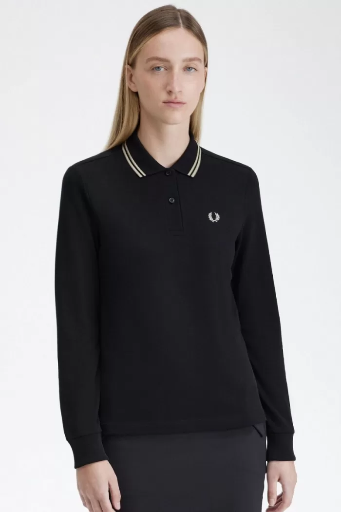 Fred Perry G3636 Women’s Shirt Black Warm Grey DAHWK5672