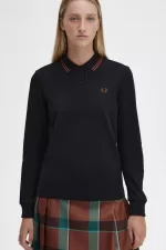 Fred Perry G3636 Women’s Shirt Black Whisky Brown UGQFM1248