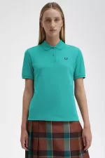 Fred Perry G6000 Women’s Shirt Deep Mint Black ZCDAG6987