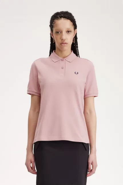 Fred Perry G6000 Women’s Shirt Dusty Rose Pink French Navy LXMTU9285