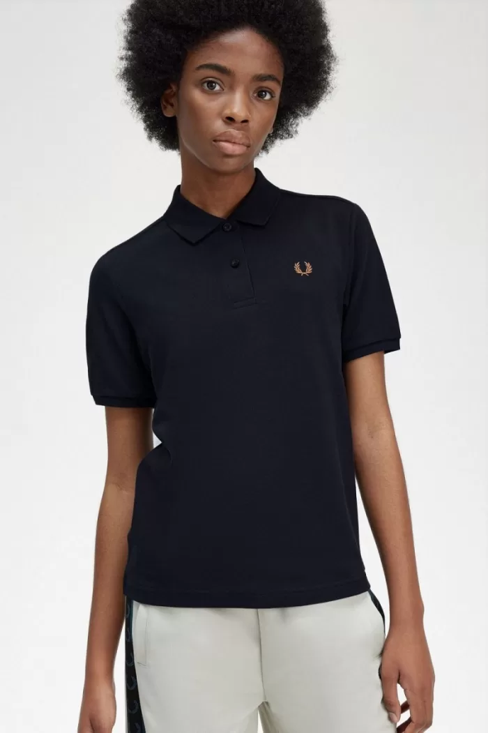 Fred Perry G6000 Women’s Shirt Navy Brown ZQUAC1927