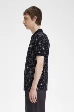 Fred Perry Geometric Men’s Polo Shirt Black YACJW2075