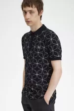 Fred Perry Geometric Men’s Polo Shirt Black YACJW2075