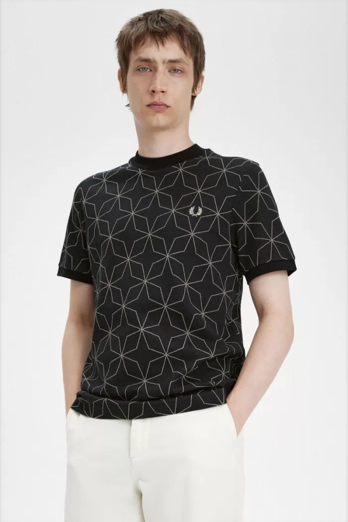 Fred Perry Geometric Men’s T-Shirt Black BIYWV4371