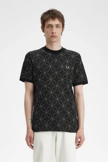 Fred Perry Geometric Men’s T-Shirt Black BIYWV4371