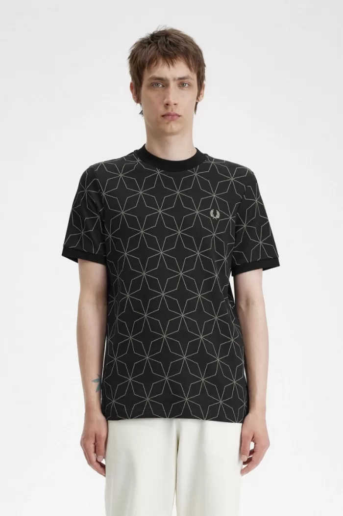 Fred Perry Geometric Men’s T-Shirt Black BIYWV4371