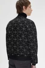 Fred Perry Geometric Print Men’s Track Jackets Black PQUJO2649