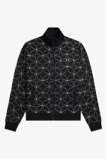 Fred Perry Geometric Print Men’s Track Jackets Black PQUJO2649